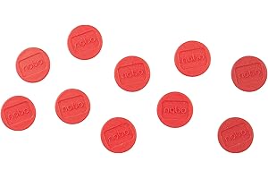 Nobo Magneti per Lavagna Bianca Magnetica, Diametro 24 mm, Confezione da 10, Rosso, 1915293