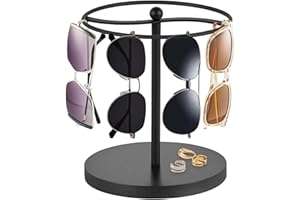 Dulynva Soporte para Gafas de Sol Organizador de Gafas de Sol Expositor Colgador para Grafas Organizador de Grafas de Metal para Casa, Tienda, Tocadores, Mesitas de Noche, Escritorios (Negro)
