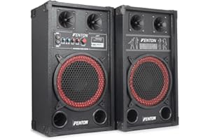 Fenton SPK-110 PA Anlage Aktiv Komplettset 600 Watt – Party Lautsprecher Paar mit Bluetooth & USB – DJ Anlage Boxen Musik – 10" Woofer Standlautsprecher – Musikbox Groß für Karaoke & Events