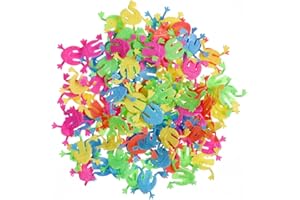 TOYANDONA 100 Pcs Novelty Plastic Action Figures Frog Jumping Toys for Kids(Random Color and Style)