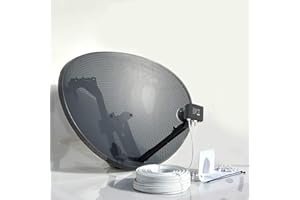 VIEWI SSL Satellites 80CM Zone 2 Freesat HDR Satellite Dish DIY Self Installation Kit, Latest Dish with Quad LNB, 5 Meter Twin White Coax Cable, All necessary Brackets, Bolts and SATELLITE FINDER