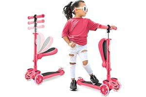 Hurtle Patinete, Scooter para niños, 2 años en adelante, Asiento abatible, Altura Ajustable, Monopatin 2 en 1, Luces Intermitentes