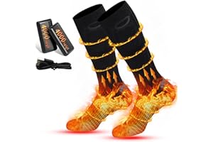 CAIQIXUAN Heated Socks for Men Women,5V/4000mAh Rechargeable Heated Socks with 3 Heat Settings, Electric Heated Socks Foot Warmer Thermal Socks for Camping,Hiking,Hunting,Skiing,Winter Sports Indoor & Outdoor