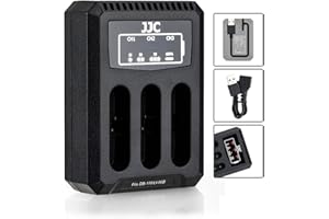 JJC Chargeur de Batterie USB Triple Adaptateur pour Ricoh GRIII WG-6, Olympus Tough TG-6, TG-5, TG-4, TG-3, TG-2, TG-1, Stylus X-Z2 iHS, SP-100 appareils Photo numériques pour Ricoh DB-110
