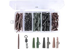 FYCHUO Carp Fishing Accessories 120Pcs Carp Leads Clip Bobbins Carp Fishing Tackle Set Anti Tangle Sleeves Fishing Swivels Tail Rubbers Coarse Fishing Tackle