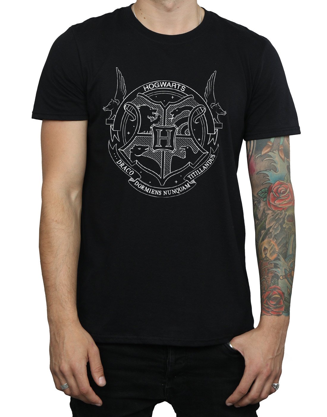 Absolute-Cult-Harry-Potter-Herren-Hogwarts-Seal-T-Shirt