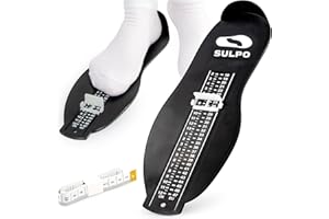 SULPO Misuratore per scarpe per bambini – Misuratore di piede per bambini – Misuratore di piede per bambini e adulti – Misuratore di scarpe – Metro a nastro per bambini – UK 2 – 12 / EU 18 – 47 – Nero