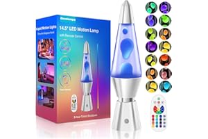 DAVALAMPA 17 Colours Changing LED Liquid Motion Lamps with Remote - 14.5 Inch Large Night Light for Kids Adults, Relaxing Mood Lighting for Home Décor, Birthday Party Christmas Gifts for Women Men (Silver Base)