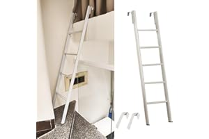 CMYUN Scala per Letto a Castello, Metallo, Bianca, Rimovibile, 170cm/67" (5 Gradini), 150 kg