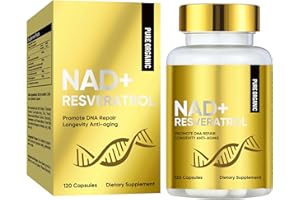ATUIO NAD+ Resveratrol Boosting Supplement, Actual NAD+ Efficient for Support Energy Metabolism & Repair, Vitality & Healt, Aging Defense - 120 Count