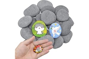 TOKSEO 20 Pièces Pierres Plates à Peindre, Galets de 3 à 5 cm, Galets Lisses pour Jardin, Aquarium, Pierres de rivière Naturelles Peindre