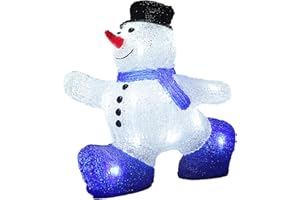 Deuba Muñeco de Nieve Acrílico LED 27x27x14cm Adorno Figura Decoración Iluminada Navideña Interior Exterior Protección IP44