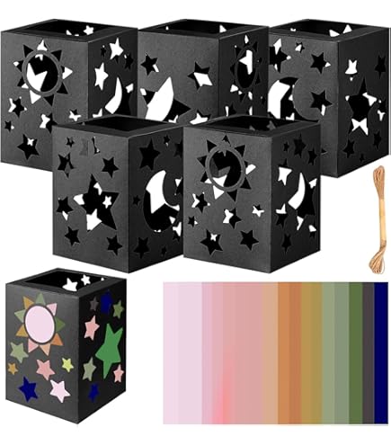 Twinkle Star, Ciel étoilé, Env. Lanternes - 19,3 X 18,3 X 8 Cm - Étoile Brute En Carton Photo 300 G/m² - Laser Et Rainuré - 2 étoiles En Papier Transparent 115 G/m², Coloré