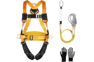 JAOGAUS Harnais de sécurité antichute avec double longe et crochets, harnais anti chute intégral réglable pour homme, travaux en hauteur, escalade, toiture, extérieur, charge 100 kg, conforme EN 361/354/355