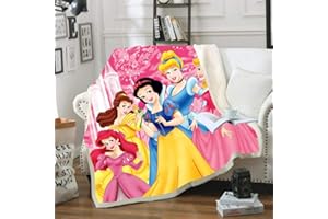 Goplnma - Princess Decke, Cinderella Und Belle Kuscheldecke, Rapunzel Fleece Decke, Ariel Und Jasmin, Übergroße Blanket (100 * 140,1)