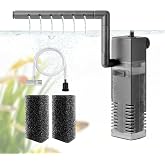 FEDOUR 3W Internal Aquarium Filter, 4 in 1 Silent Aquarium Filter with Oxygenation - 200L/H Adjustable Filter for 2-20L Aquar