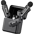 BOYA BY-V30 Wireless Lavalier Microphone for Android/iPhone 15/USB Type-C Clip Mini Mic, 36H Battery Life with Charging Case, Noise Canceling Clip on Lapel Microphone for Vlogging Video Recording
