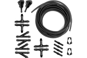 NVTRSD 5m Scheibenwaschanlage Schlauch Wischwasserschlauch, 16PCS Schlauchverbinder Schlauch Scheibenwaschanlage, Automotive Schlauch Schlauchverbinder Für Scheibenwaschanlage (Schwarz)