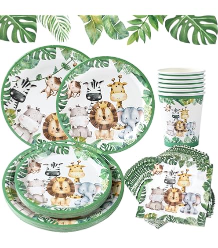 Set Decorazione Compleanno 3 Anni Giungla - 24 Pezzi Con Palloncini Animali E Striscione