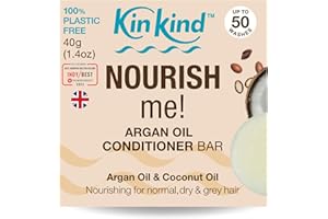 KinKind Conditioner Bar. Coconut Oil & Argan Oil NOURISH me! Hair Conditioner Bar for Hair UK made. Deeply Nourishing & Hydrating Hair Conditioner for Women, Dry, Normal & Grey Hair. 50 Washes. Vegan.