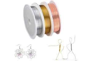 RAMONI Jewellery Wire, Wire For Jewellery Making, 0.3mm/ 20 Gauge Jewelry Making Supplies and Craft, Tarnish Resistant Bare Copper Wire Roll for DIY Necklace Bracelet Earring (3 rolls)