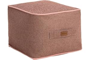 ‎DEKORIST Dekorist Pouf Hocker, Quadratisch Sitzpouf, Hochwertiger Sitzhocker, Pflegeleichter Sitzpuff, Puff Hocker für Wohnzimmer, Schlafzimmer, Quantum, 46 x 46 cm, Altrosa