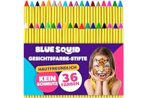 Blue Squid Kinderschminke Set, 36 Farben Gesichtsfarbe Schminkstifte, Kinder Schminkset Ideal für Partys Mädchen, Gesichtsfarben, Halloween, Fasching, Karnavel Professionelle Schminke