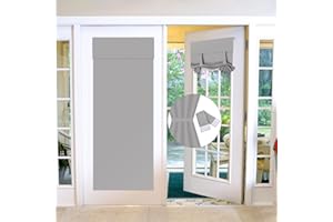 MARITOWN Verdunkelungstürvorhänge, französische Türjalousien kleben auf Vorhänge für Privatsphäre und Lichtsteuerung, thermische Verdunkelungsvorhänge Haustürvorhang binden (Light Grey, 66*173CM(26*68Inch))