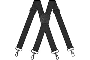 VINEEN Bretelles pour homme, 3,8 cm de large, élastiques, en forme de X, avec fermeture à mousqueton robuste, très solides, réglables, longueur unique, taille pour tous les hommes et toutes les couleurs