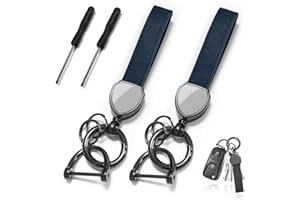 XUEFENFEI 2 sztuki skórzanych breloczków do kluczy samochodowych, uniwersalne, zapobiegające zgubieniu pierścienia D, prezent dla kobiet i mężczyzn