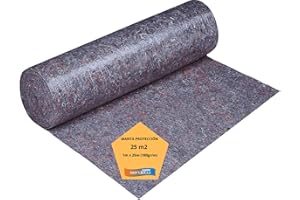 SERDECO DECORACION SERDECO DECORACIÓN. Manta Pintor Suelo 1m x 25m (180gr/m) - Moqueta Pintor - Fieltro Protector Suelo - Manta Mudanza- Mantas Obra – Trabajos de Pintura. Pintores, mudanzas, bricolaje en general.