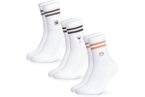 Occulto Damen & Herren Motiv Tennissocken mit Streifen 3er Pack (Modell: Summer), Statement Tennis Socken