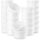 MALACASA 24 Piece 55ML Ramekins Mini Porcelain Dipping Bowls Small Creme Brulee Ramekins Soufflé Dishes Baking Dish for Servi
