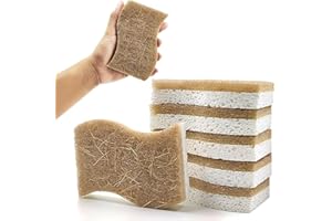GGUFAY 6 piezas esponja de cocina natural, esponja de cocina biodegradable, esponja de cocina orgánica hecha de celulosa y coco, esponja de limpieza natural, esponja de cocina sostenible