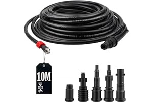 SWAWIS 10M 180bar Déboucheur Canalisation pour Nettoyeur Haute Pression Tuyau de nettoyeur haute pression avec 5 adaptateurs pour nettoyeur haute pression Kärcher/Lavor/Interpump/Bosch