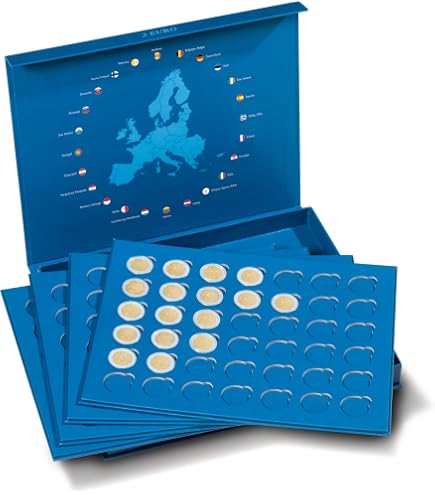 Leuchtturm Album Presso Erasmus – Pièces De 2 Euros 2022-23 – 23 Emplacements – Drapeaux Inclus – 255 X 280 Mm – Carton Solide
