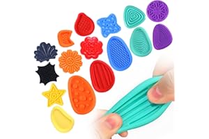 SHIRYLZEE Fidget Toys Sensory Stone for Kids, Soft Textured Worry Stones Fidget Stress Toys for Kids Students Adults Calming Anxiety Relief Special Needs Developmental Toys-Holder (16 Pcs)