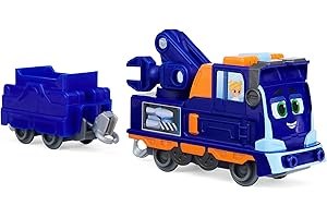 Mighty Express Push-and-Go Milo mechanik pociągowy z wagonem towarowym – ręczny pociąg do popularnej serii telewizyjnej, od 3 lat