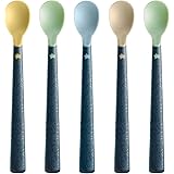 Tommee Tippee 44719610 Soft Tea Spoon with Long Non-Slip Handle, Extra Soft, from 4 Months, Pack of 5, Multi-Coloured