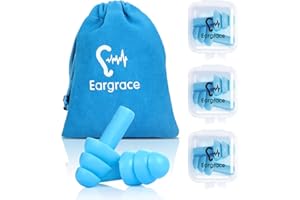 EARGRACE Tapones de silicona reutilizables - 3 pares SNR 31, tapones suaves y cómodos para reducir el ruido para nadar, dormir, avión con estuche de viaje