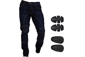 Juicy Trendz Men’s Motorcycle Jeans – Motorbike Riding Pants, Stretch Denim Biker Jeans with Removable Pads, Knee & Hip Protectors Safety Jeans for Men