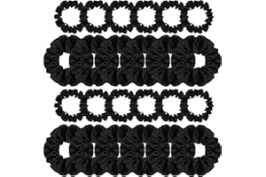 Lusofie 24 szt., czarne satynowe gumki, elastyczne jedwabne gumki, satynowe gumki do włosów, opaski do włosów, kucyk, uchwyt dla kobiet i dziewcząt (2 rozmiary)