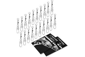 AMZfishing Lot de 20 émerillons de pêche avec mousquetons de sécurité | Assortiment de tourbillons | Kit émerillons de pêche | Émerillons de pêche | Set d'émerillons de pêche | Accessoires de pêche