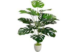 Zelihrdu Plantas Artificiales Decorativas Grandes Tropic Arbol Artificial para Interior Exterior Hogar Baño Oficina Jardín Boda Realista Planta Falsa Decoración (75cm Verde Monstera)