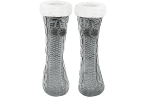Justay Sowarm Chaussettes Femme chaussettes Antidérapantes chaussettes chaudes Femme Chaussettes de Slipper Chaudes Mignonnes Doublé en Molleton Thermiques Hiver Antidérapantes Cadeau de Noël