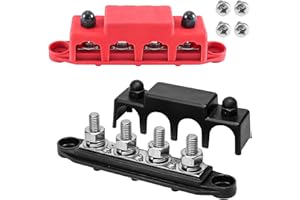 TONGBOKE 2 Stücke 4 polige Sammelschiene Verteilerblock, Einreihige Sammelschiene 418V Sammelschienenblock mit Abdeckung, Verteilerblock, Sammelschienen-Schraubklemme, Busbar für LKW, Bus, Boot