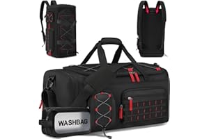 MIAOKE 55L Gym Bag, Sports Duffel Bag, Travel Duffel Bags with Shoe Compartment, Dry and Wet Separation Overnight Bag with Waterproof Pocket, for Men and Women, Enjoy a Relaxing Holiday (Black)