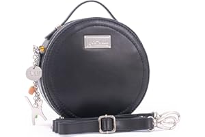 Catwalk Collection Handbags - Damen Runde Leder Umhängetasche - Henkeltasche/Handtasche Klein - Abnehmbarer Schultergurt - TIFFANY