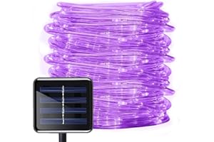 DINOWIN 39ft Solaire Ruban Lumineux 100 LED Guirlande lumineuse de Corde Imperméable Extérieur Tube Rope Guirlande Lumineuse pour Noël Jardin cour Chemin Clôture Arbre Backyard (violet)