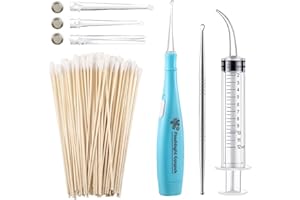 BEEJOY Tonsil Stone Remover Vacuum, Manual Flexibility Tonsil Flosser Removal Tool with Led Light Sturdy Reusable Halitosis Tonsil Stone Syringe Remover Irrigator Kit Get Rid of Bad Breath for Men Women